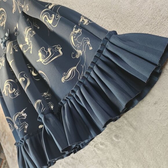 Wonder Nation Girls Dress Size 7 Blue Unicorn Print Sleeveless Bow Pleated Hem - Picture 8 of 13